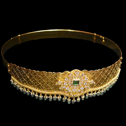 "Dazzle Like Royalty: South Indian Bridal Vaddanam with 24k Gold Plated Zircon Stones by ASP Fashion Jewellery"