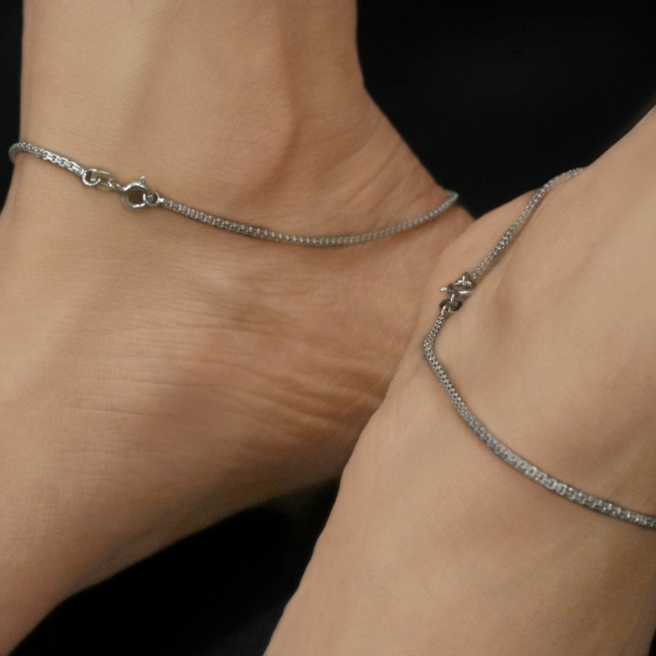 925 Sterling Silver Chain Anklets for Women - Delicate Thin Payal