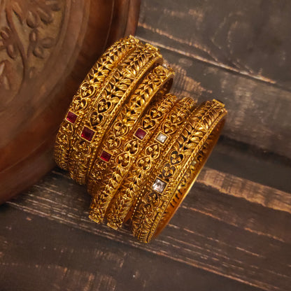 "Timeless Elegance: Unlocking the Allure of Asp Fashion's Antique Bridal Bangles Set"