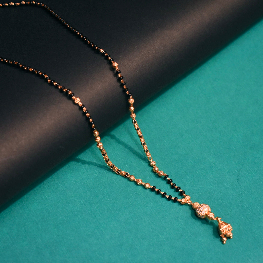Refined 18-Inch Black Beads Mangalsutra | 24K Gold Plated | Executive Wear
