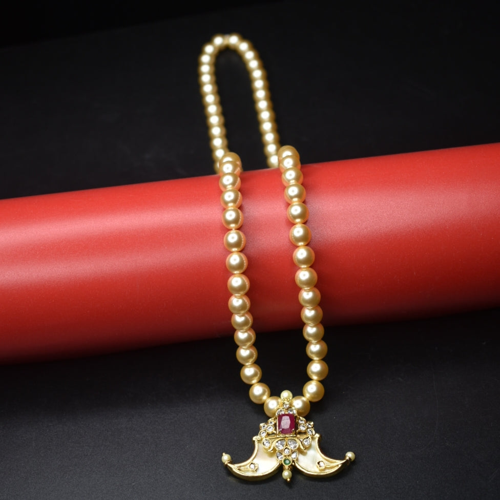 Dazzle Your Little Star: CZ Puligoru Locket with Pearls Necklace for Kids - 30 Inches