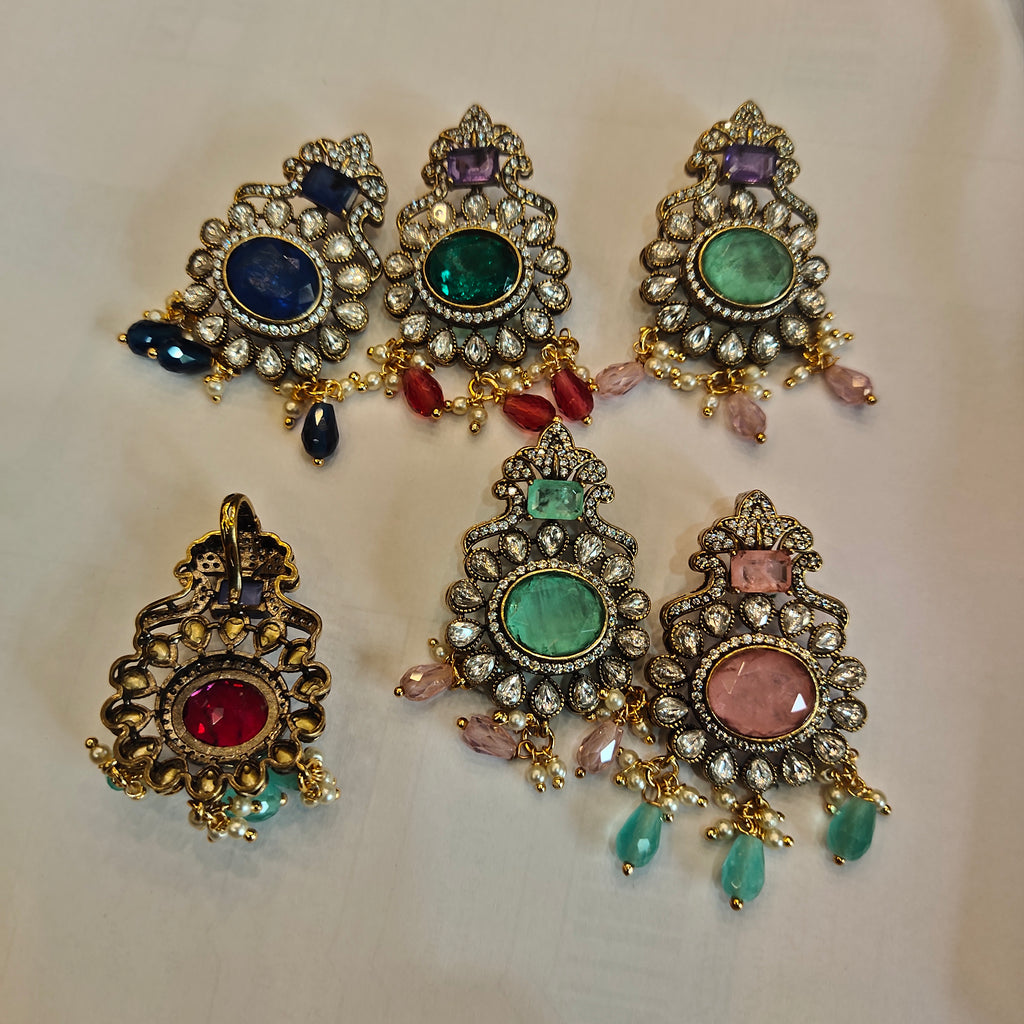 Victorian Zircon Pendant Hasli Necklace Set | Traditional Choker Jewellery