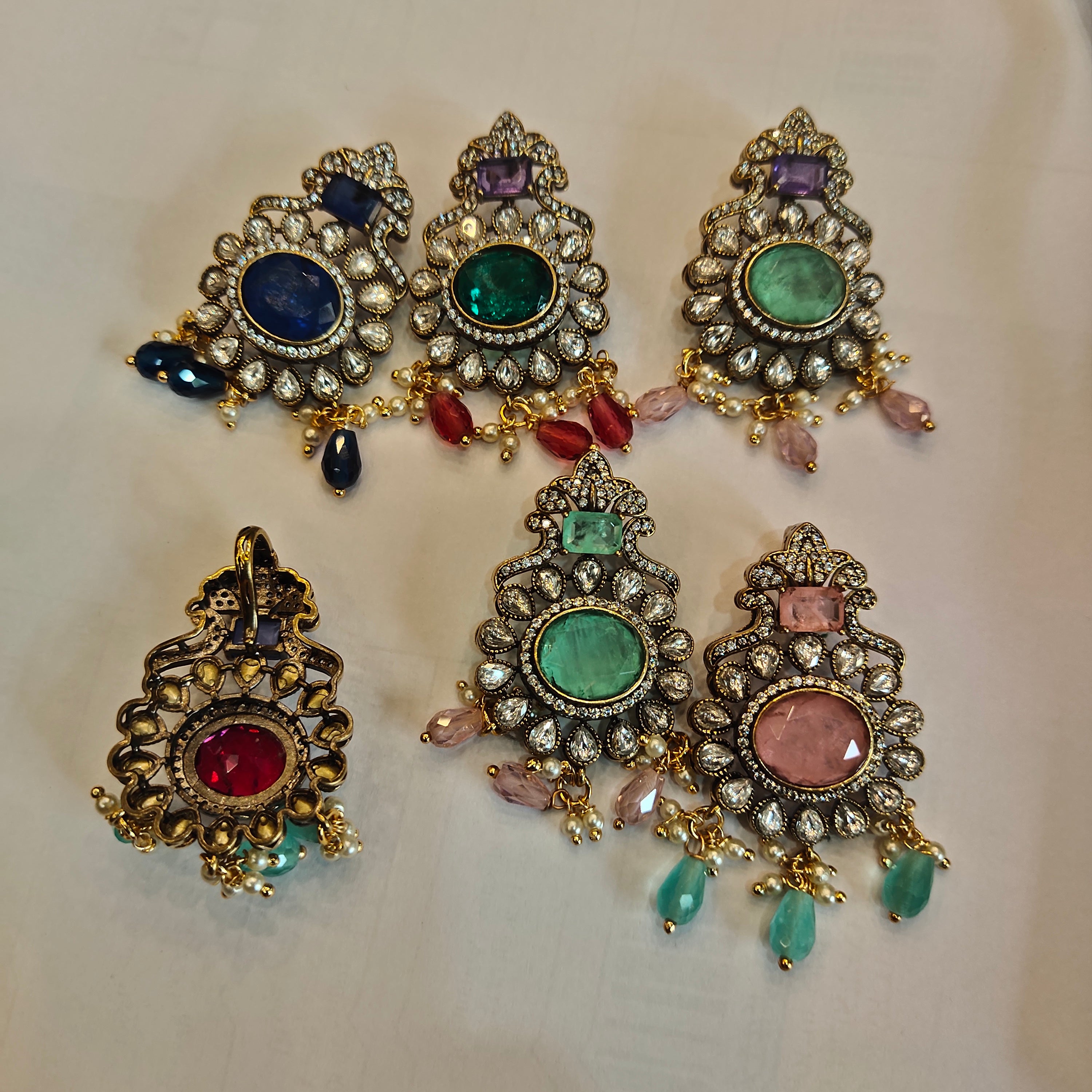 Victorian Zircon Pendant Hasli Necklace Set | Traditional Choker Jewellery