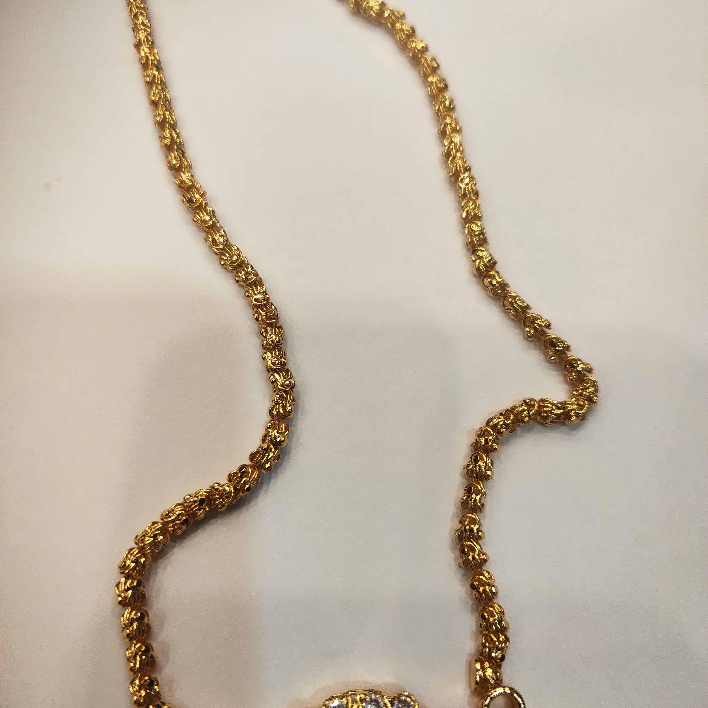 Panchaloha CZ Pendant with 24-Inch Chandramukhi Chain | Traditional Jewelry