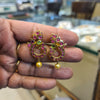 Kundan Dancing Peacock Chandbali Earrings | Screw Back | Gold Plated