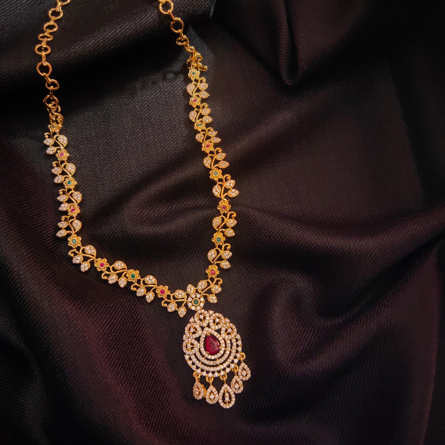 "Captivating Elegance: Unveiling the Designer Zircon Necklace Set by ASP Fashion Jewellery 14979279"