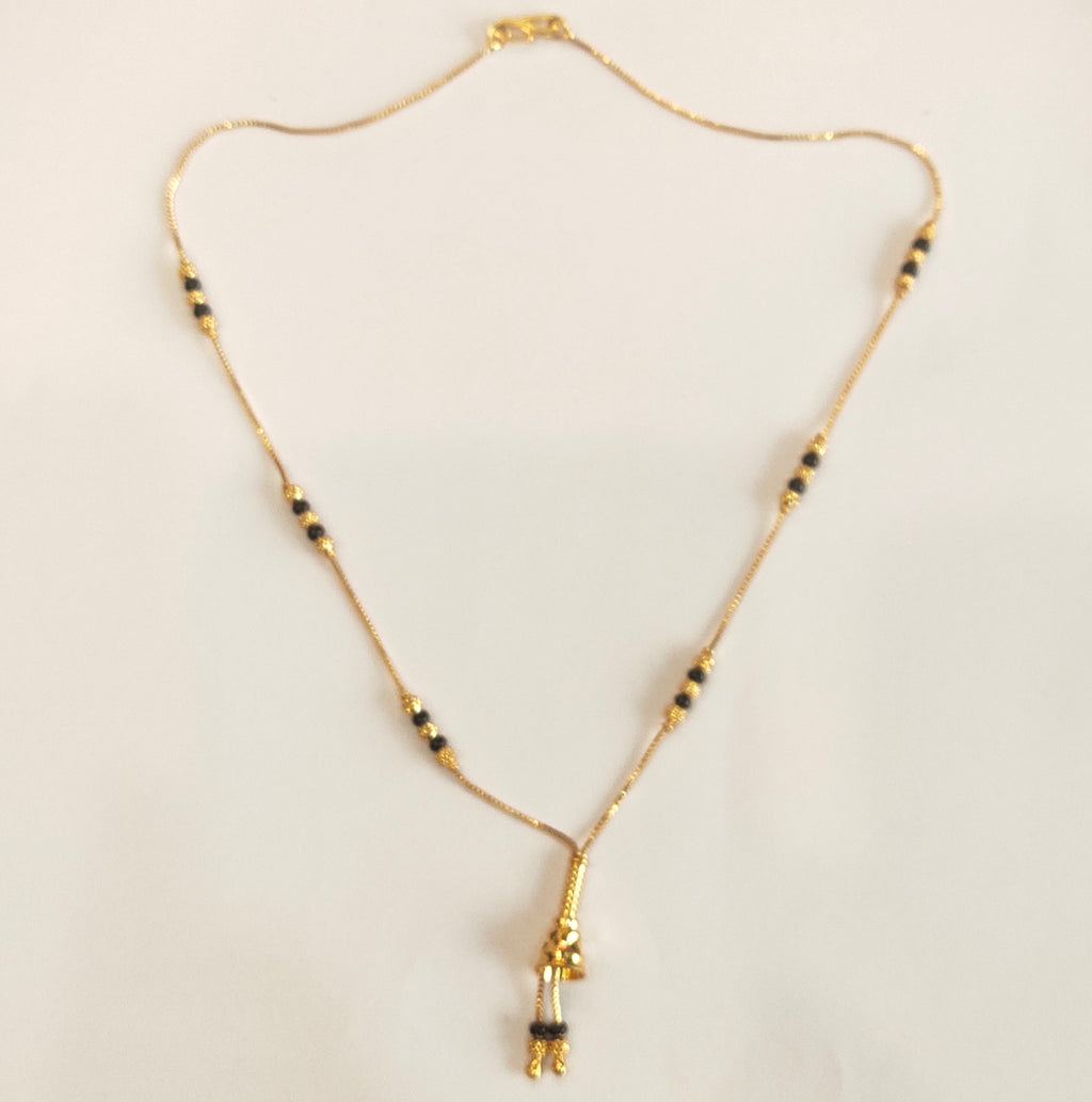 Sophisticated 18-Inch Black Beads Mangalsutra | 24K Gold Plated | Business Wear