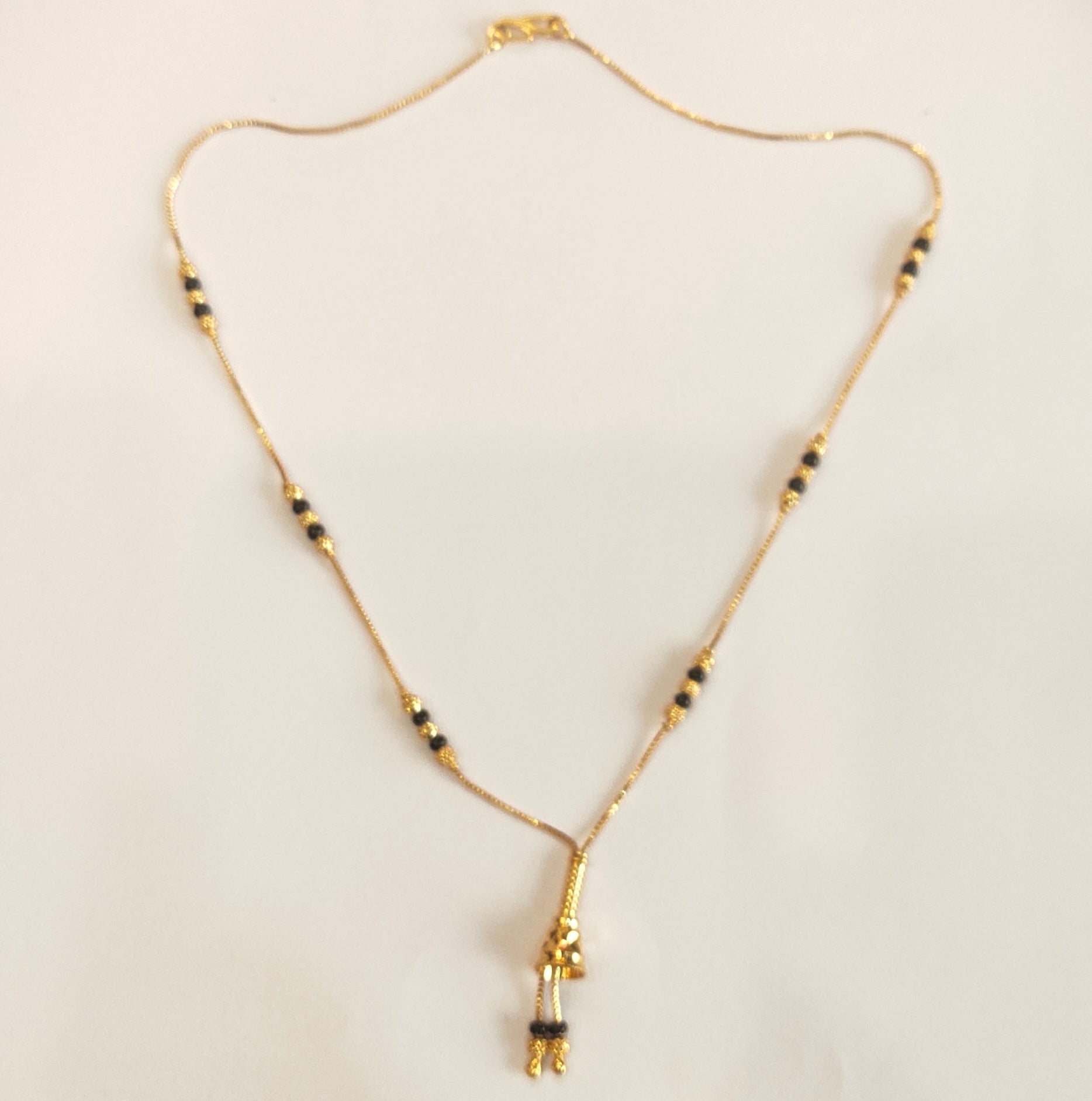 Sophisticated 18-Inch Black Beads Mangalsutra | 24K Gold Plated | Business Wear