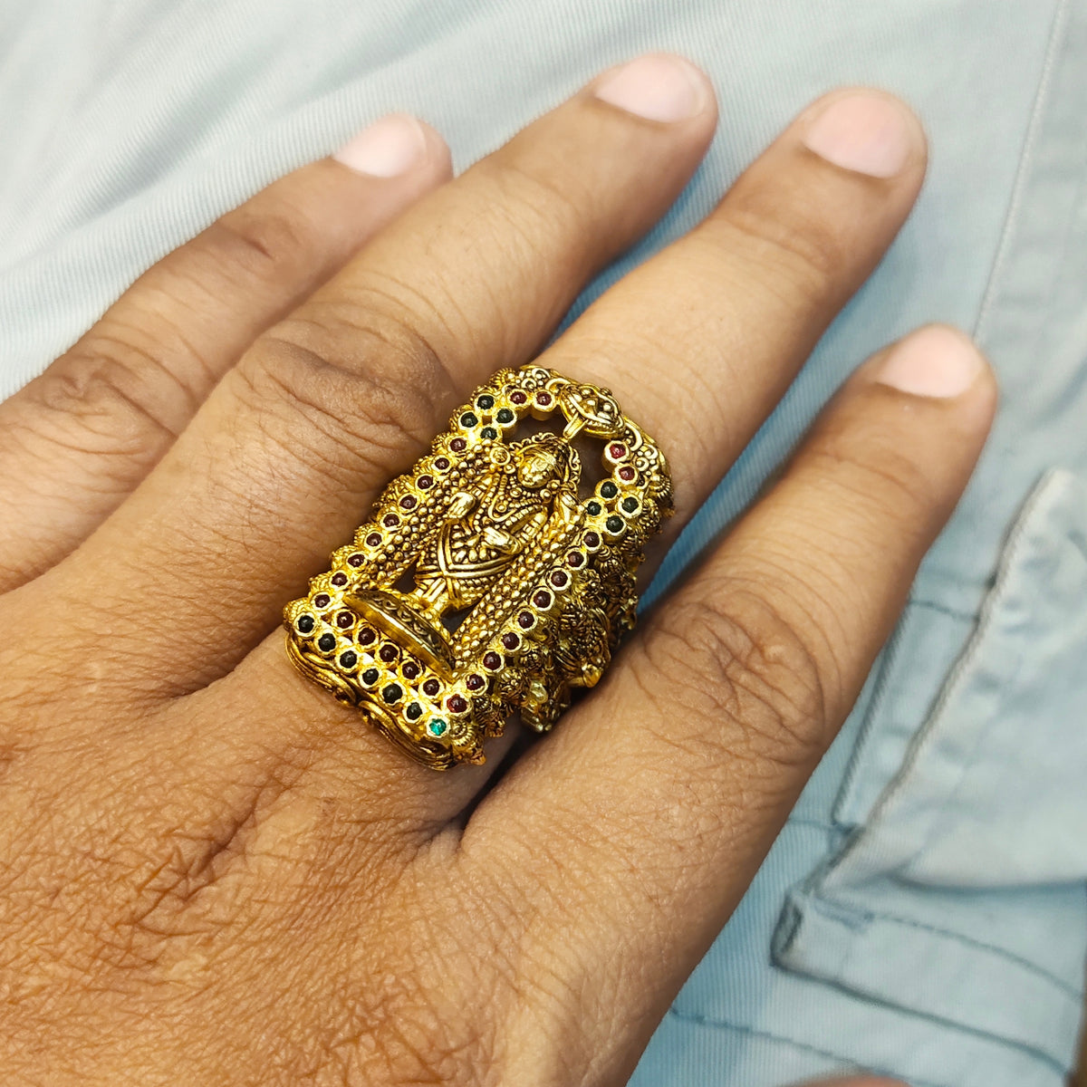 Asp Handcrafted Pure Silver Lord Balaji Ring With Vishnu Vishwaroop for Men