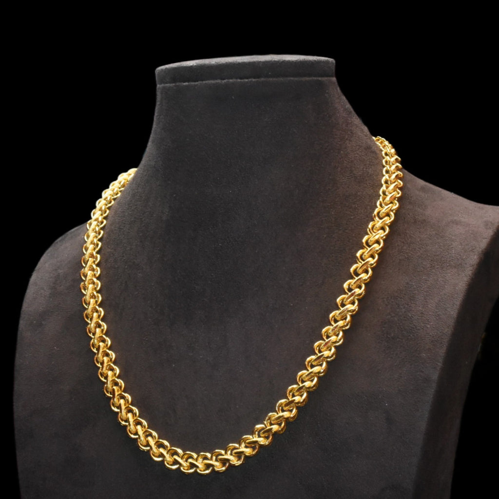 24 Inch 24K Gold Plated Chain for Men - 86g Premium Brass Silver Necklace