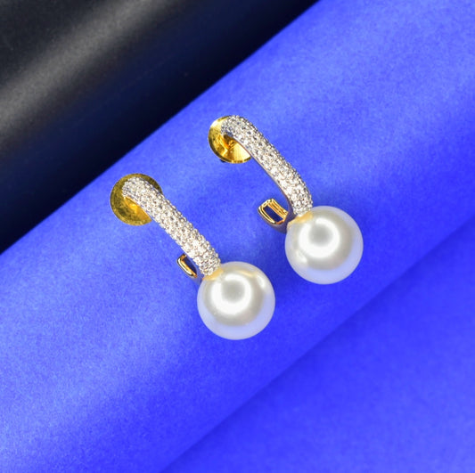"Shimmering Beauty: Pearls Drops CZ Earrings for Elegant Glamour"