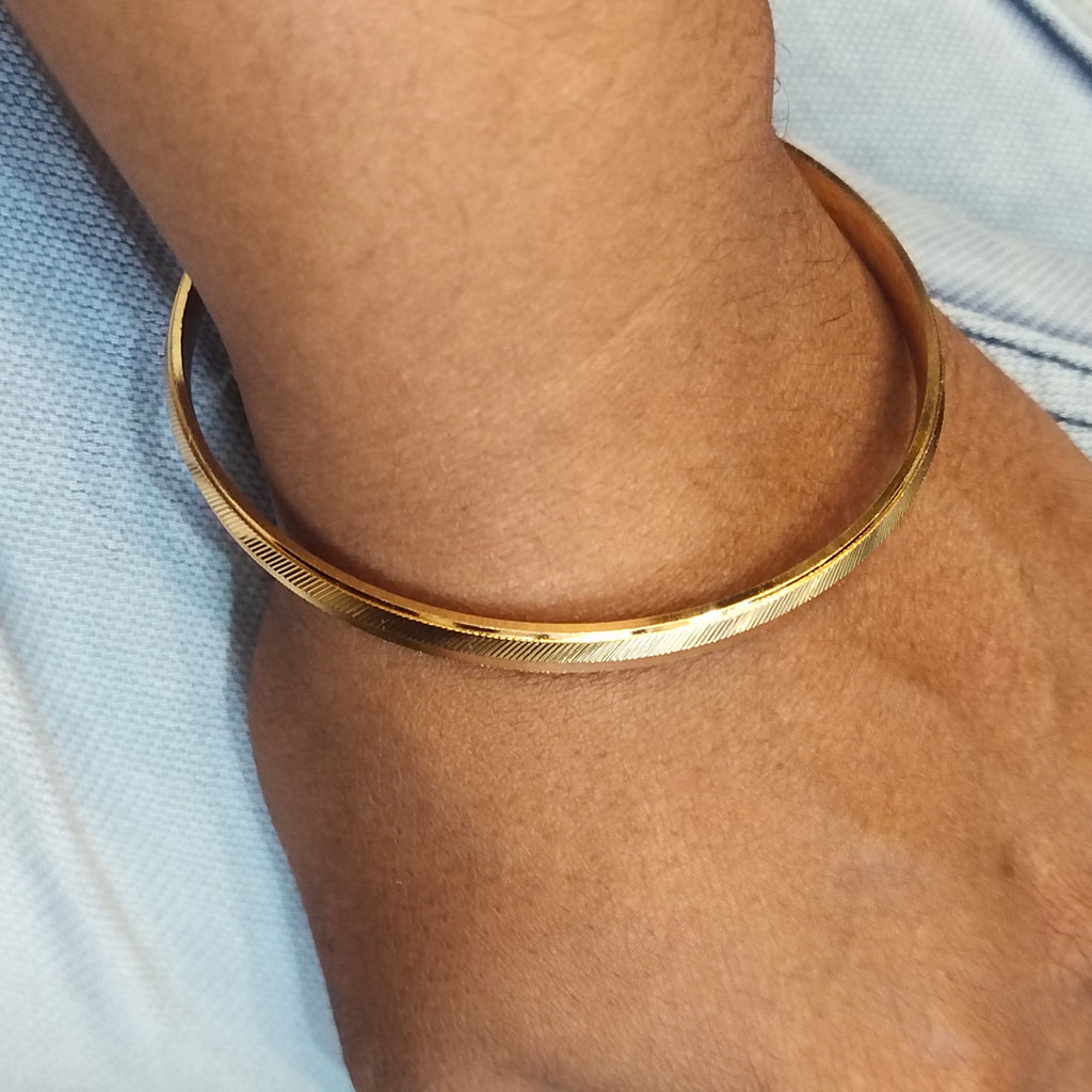 24K Gold Plated Punjabi Sikh Kada for Men - Anti Tarnish Daily Wear Bracelet