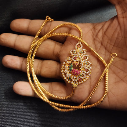 "Dazzle in Elegance: The Exquisite 24K Gold Plated CZ Mugappu Chain by ASP Fashion Jewellery"