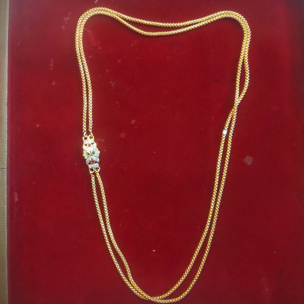 Gold Chain Necklace with Side Pendant