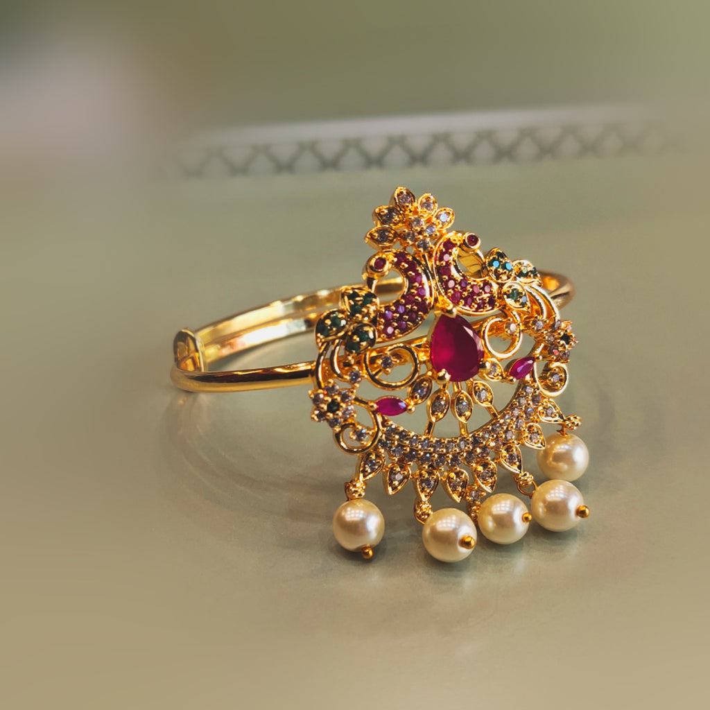 CZ Stone Kids Armlet | Sparkling Gold Plated Bajuband for Children (7-10 Inches)