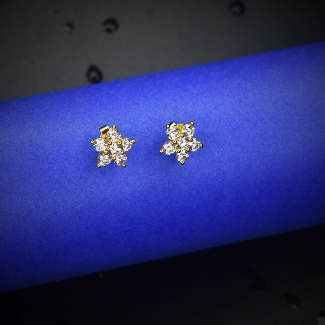 "Glamorous Elegance: 92.5 Silver Gold-Plated American Diamond Studs to Sparkle Your Style"