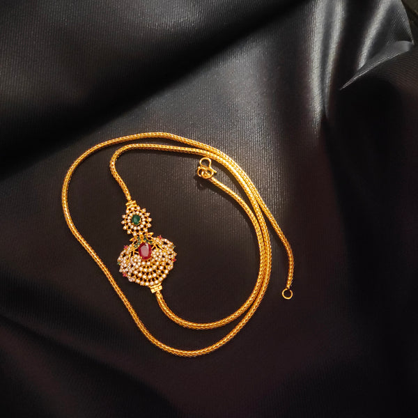 "Dazzle in Elegance: The Exquisite 24K Gold Plated CZ Mugappu Chain by ASP Fashion Jewellery"