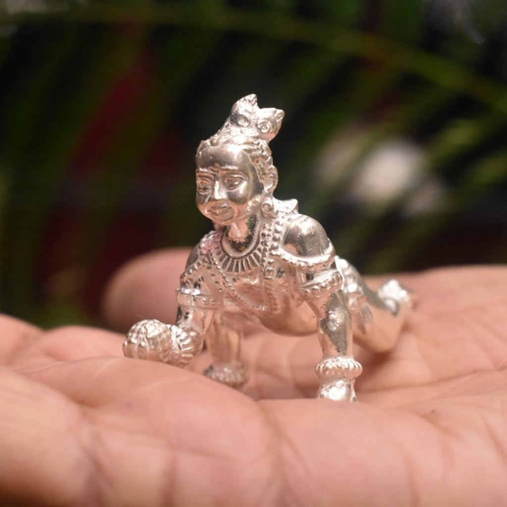 Pure Silver Laddu Gopal Idol - Handcrafted Bal Krishna Statue
