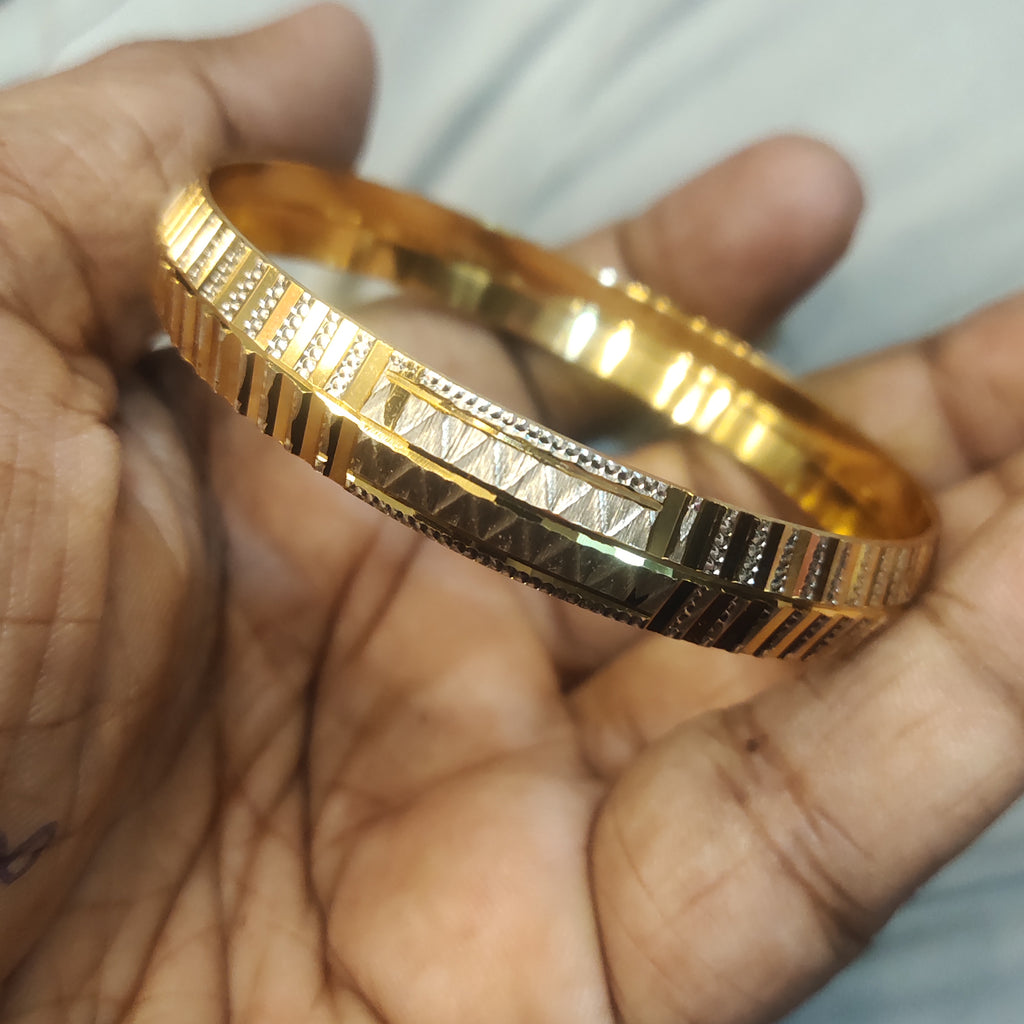 Dual Tone Gold-Rhodium Plated Kada for Men - Stylish Party Wear