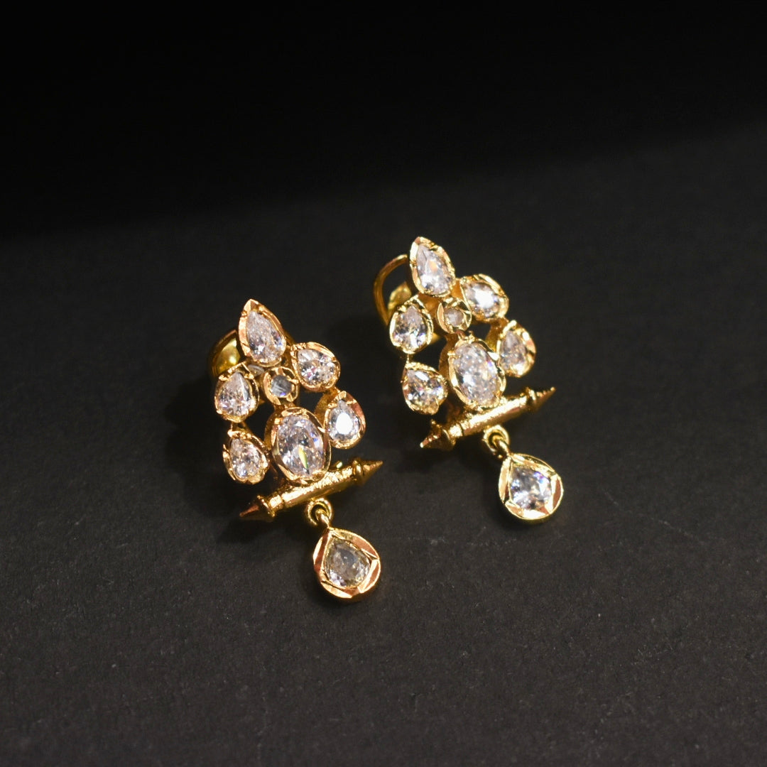 24K Gold Plated Zircon Stud Earrings - Premium Sparkle Design