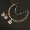 925 Silver Rose Gold Blossom Kantey Necklace Set with Matching Screw Earrings