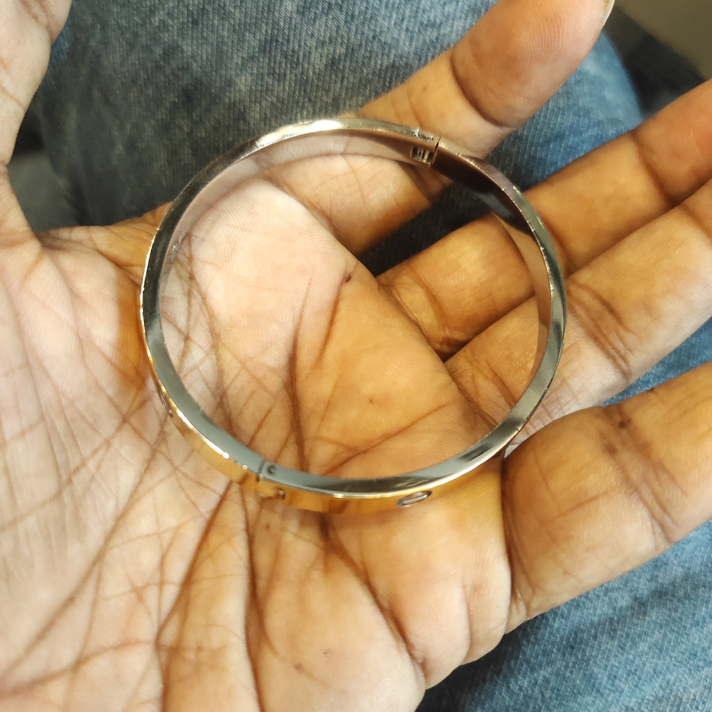 925 Silver Love Bangle Bracelet (Cartier Style) - Gold & Rose Gold Plated - Unisex