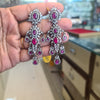 Victorian Ruby CZ Chandelier Earrings | Black Rhodium Finish