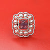 "Redefine Elegance: The Enchanting Purple CZ and Pearl Ring for Women"