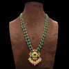 Asp Silver Jadau Kundan Pendant With Emeralds Beaded Necklace