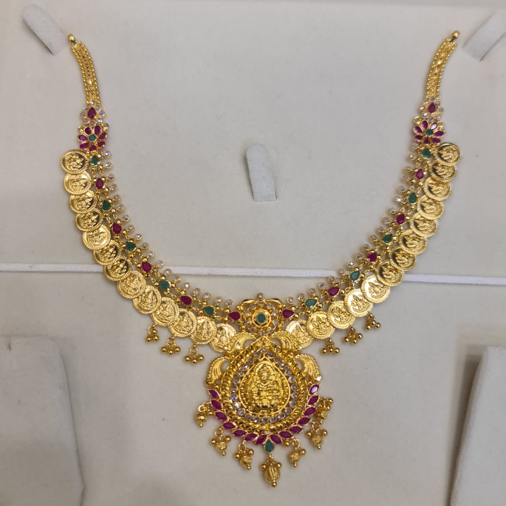 Temple Jewelry Lakshmi Coin Necklace - 22K Gold