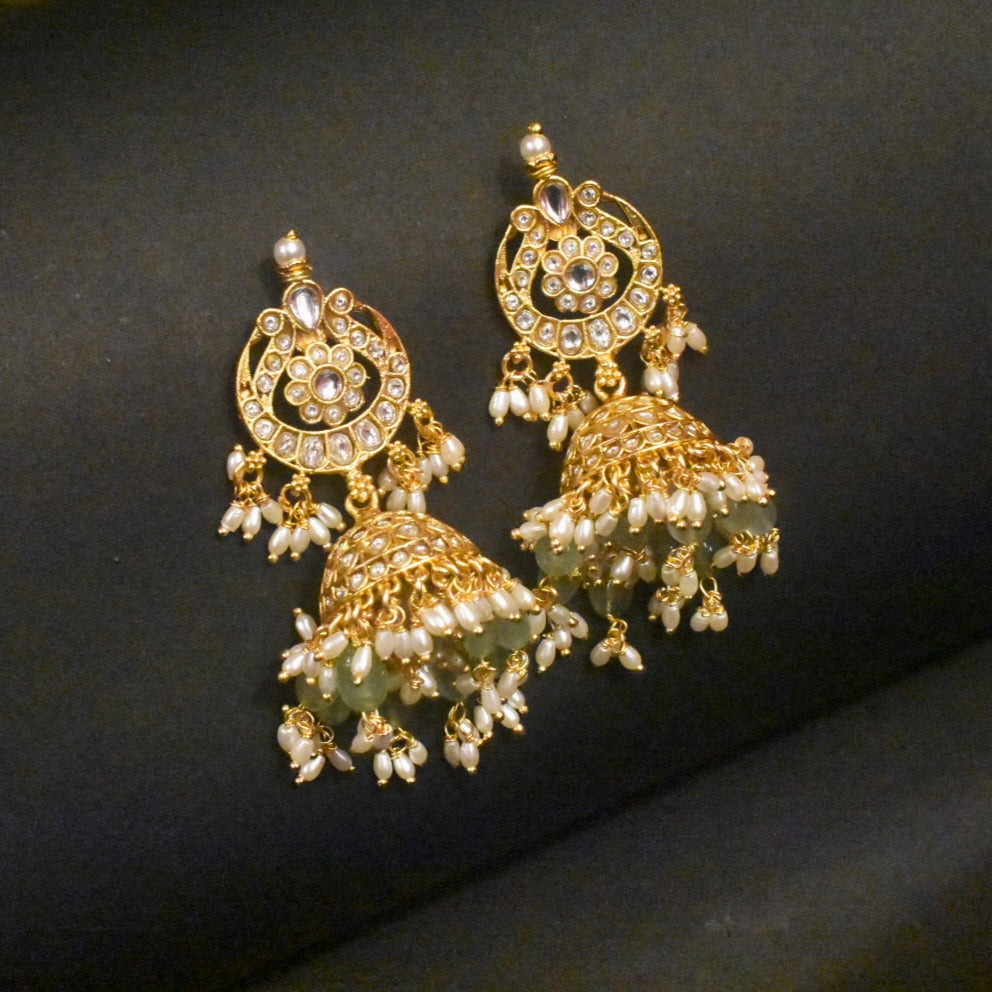 Jadau Kundan Jhumka Earrings - Traditional Indian Jewelry