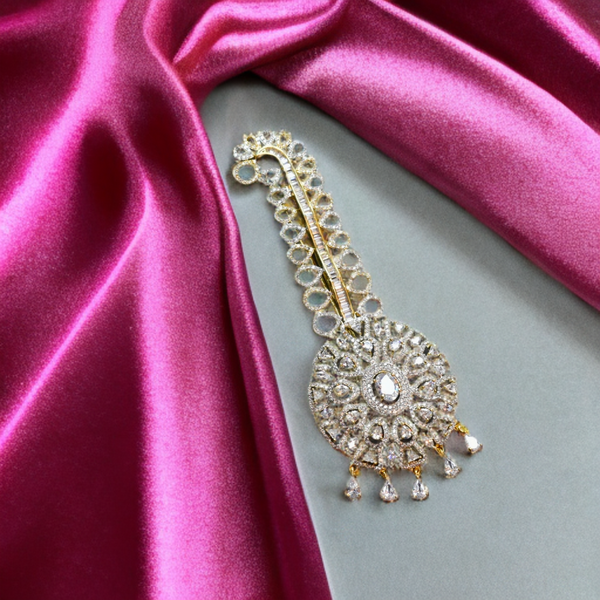 Asp Rhodium-Gold White Zircon Kalangi for the Groom