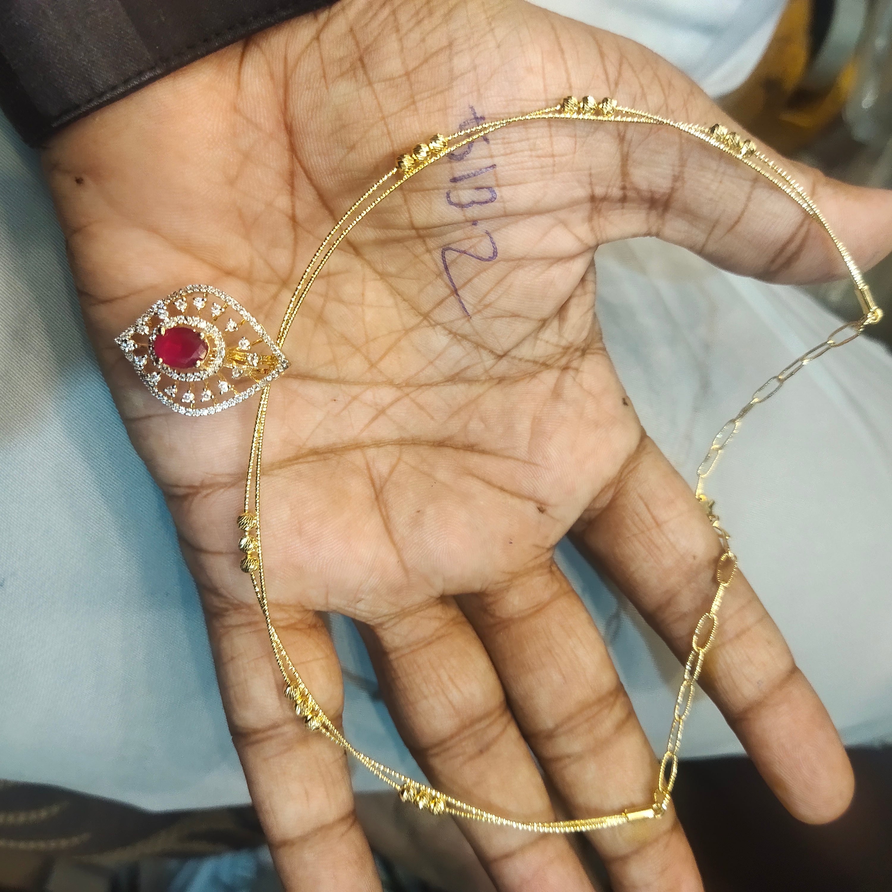 925 Sterling Silver Hallmarked Blossom Kante with Diamond Replica Pendant & Matching Studs - Lightweight