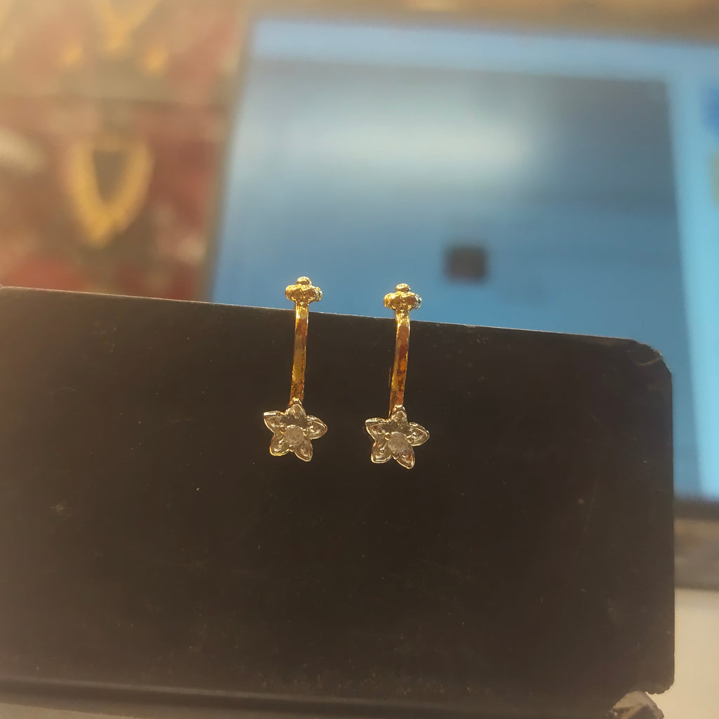 Crystal Marquise Flower Gold Plated 925 Silver Cartilage Stud