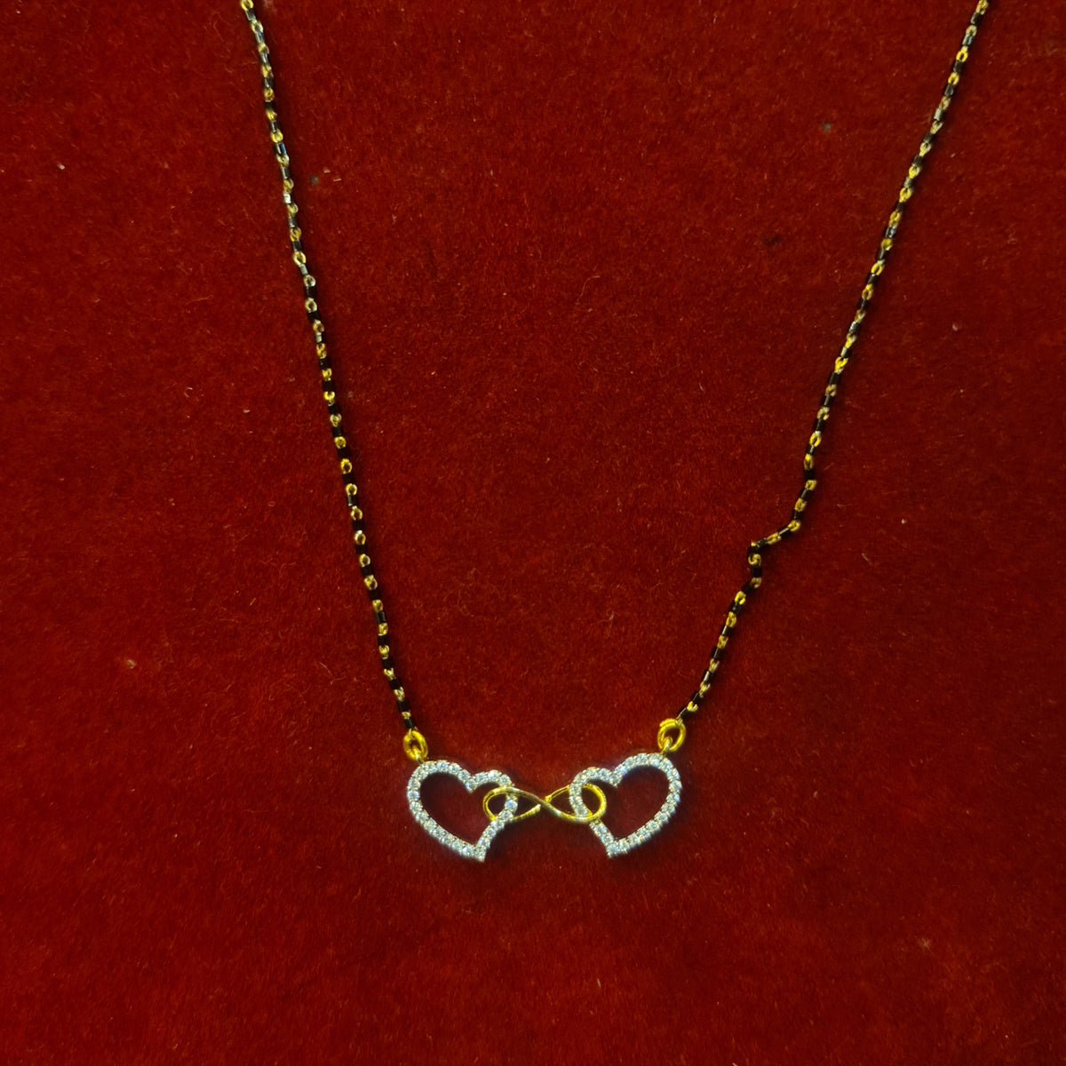 925 Silver Gold Plated Heart Pendant Mangalsutra
