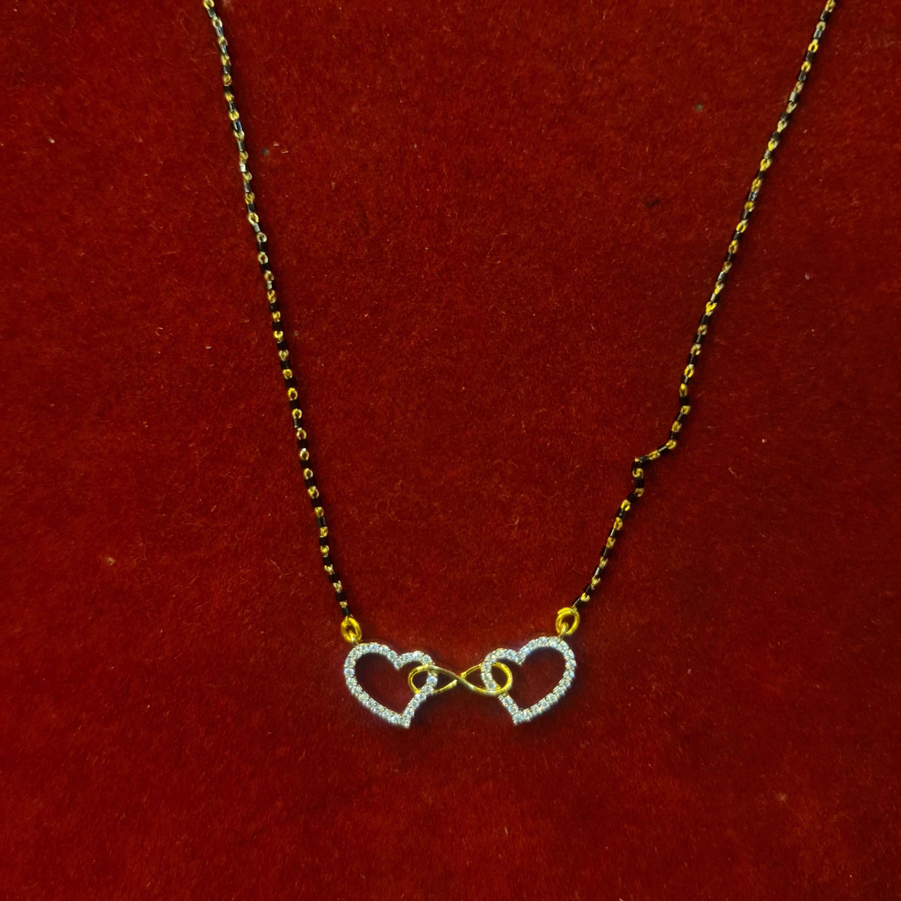925 Silver Gold Plated Heart Pendant Mangalsutra