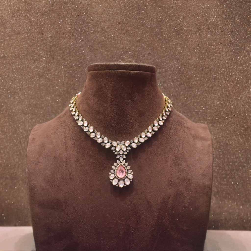 Asp Pink Victorian Polki Necklace Set