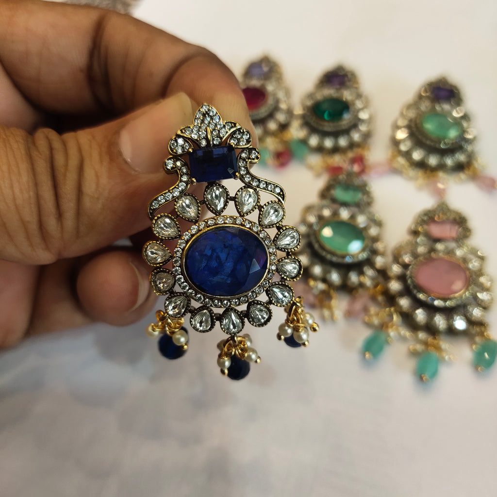 Victorian Zircon Pendant Hasli Necklace Set | Traditional Choker Jewellery