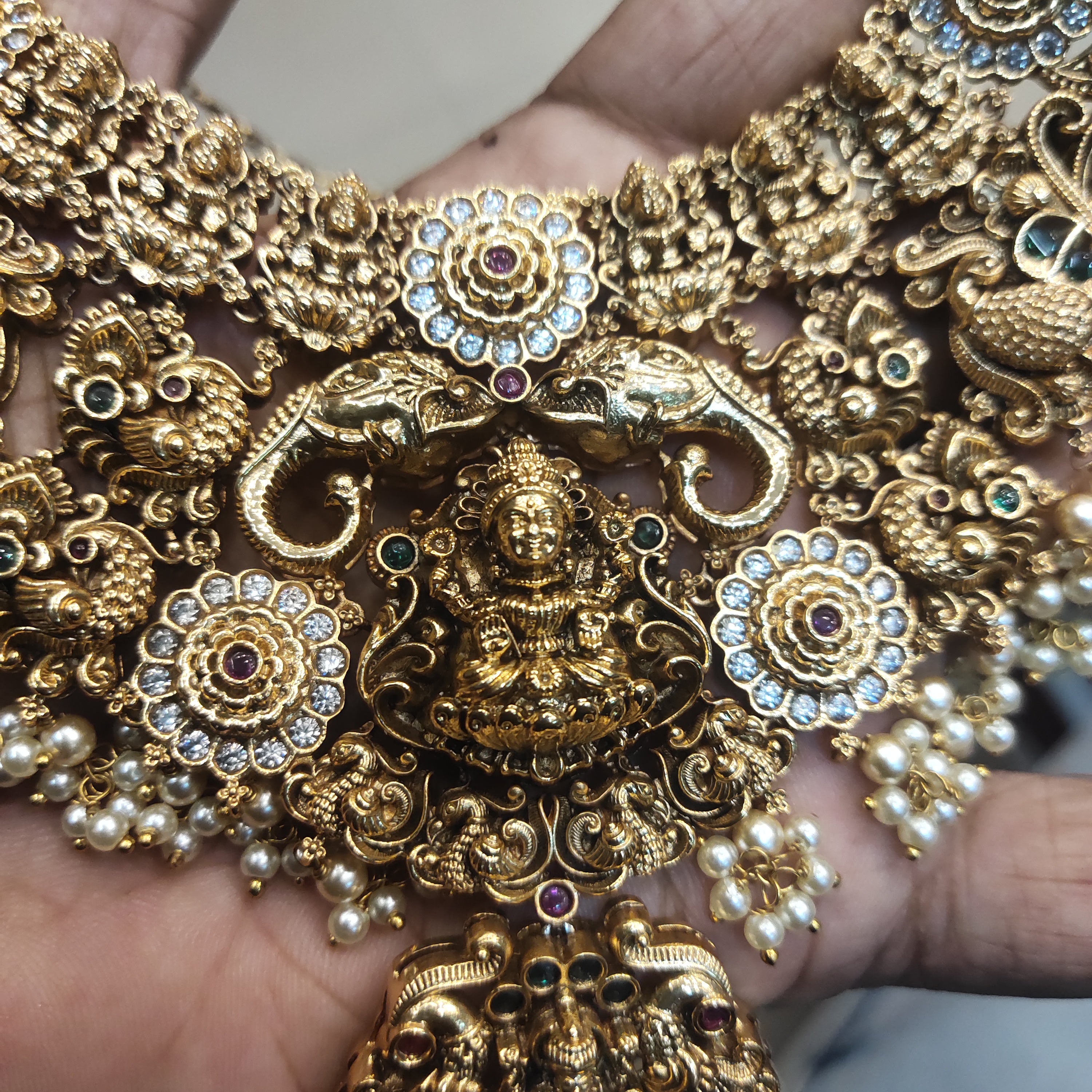 Antique Nakshi Grand Bridal Necklace with Laxmi Peacock Motifs - Traditional Indian Jewelry