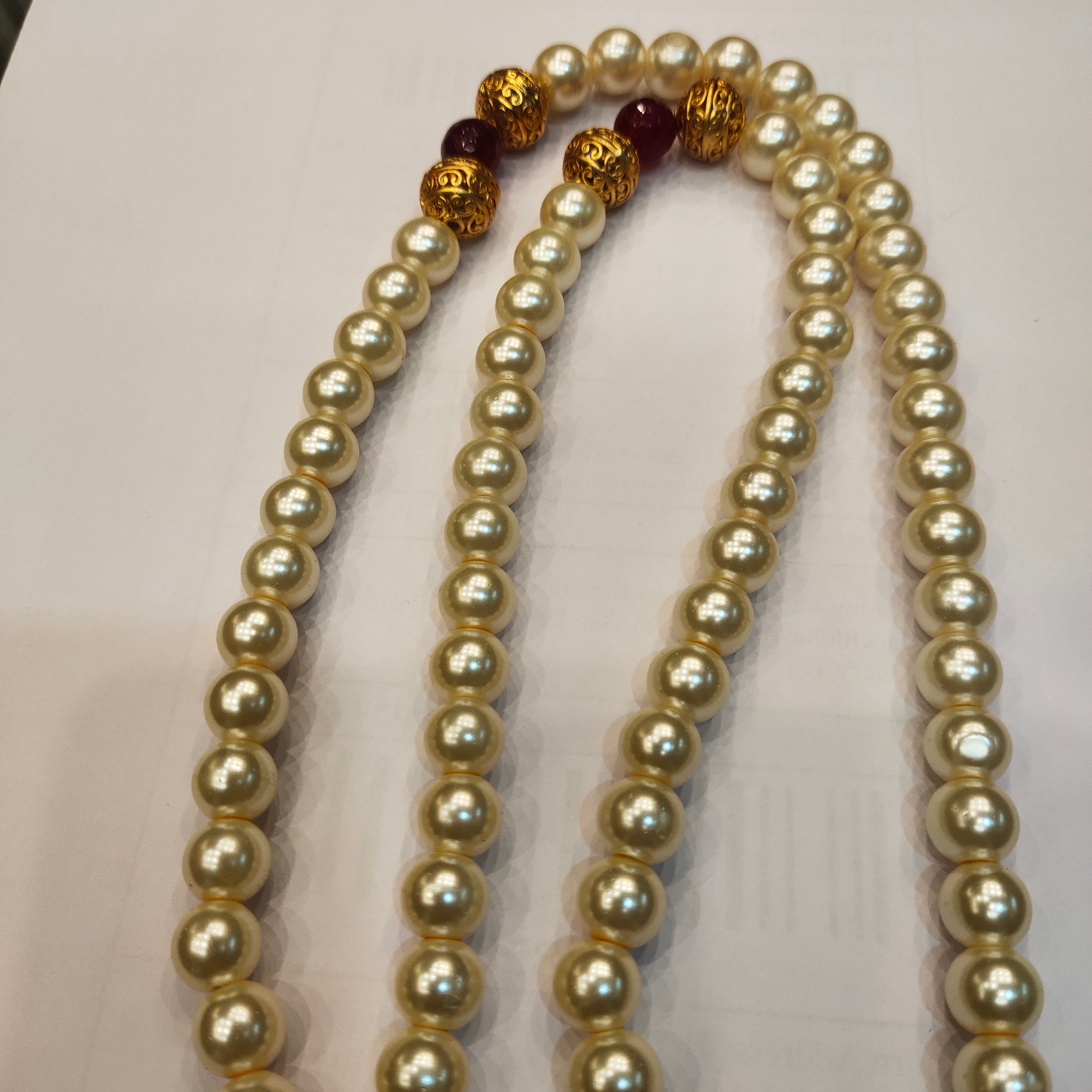 Antique CZ Puligoru Locket with Pearl Chain - Traditional Men's Jewelry