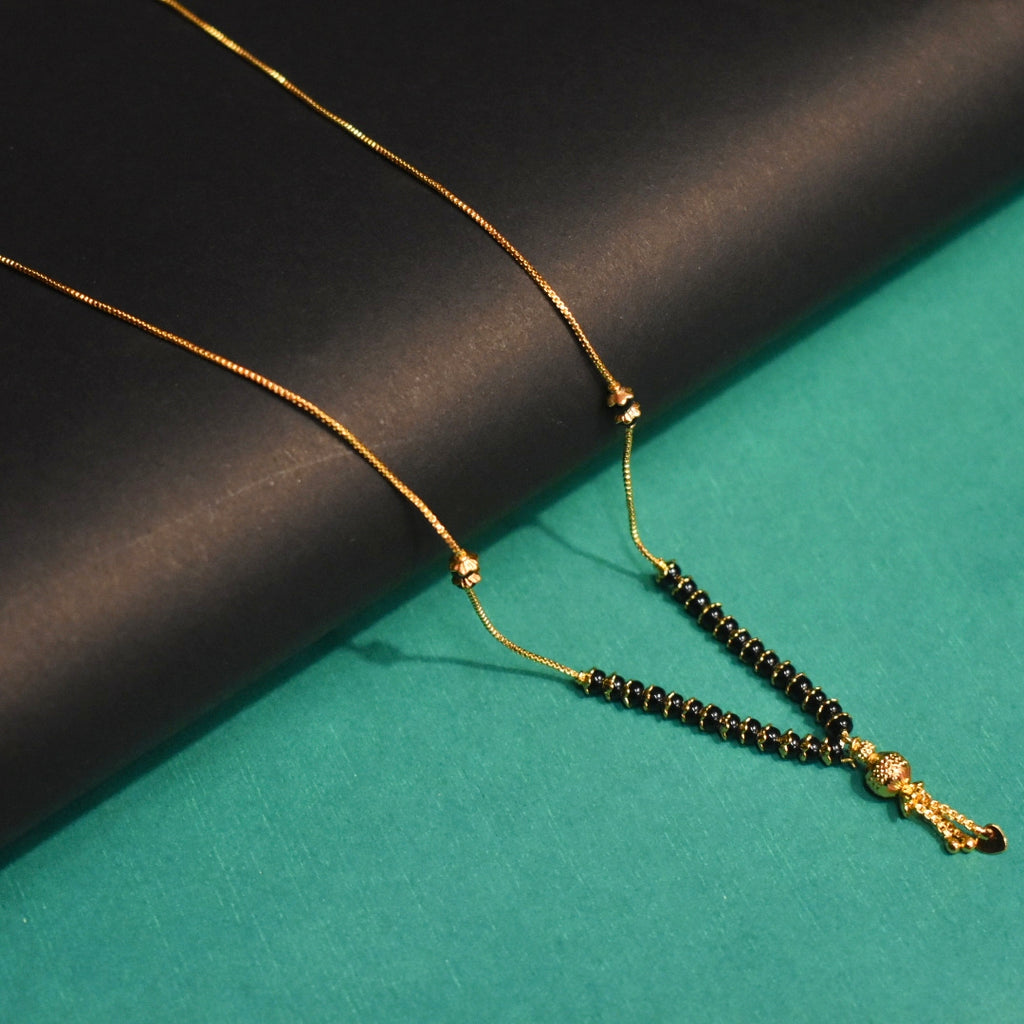 Minimalist 18-Inch Black Beads Mangalsutra | 24K Gold | Corporate Wear Jewelry