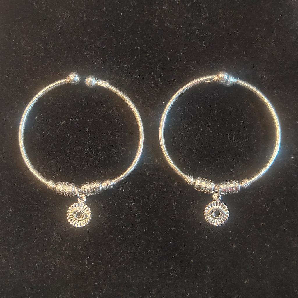 925 Silver Baby Anklets with Evil Eye Charm