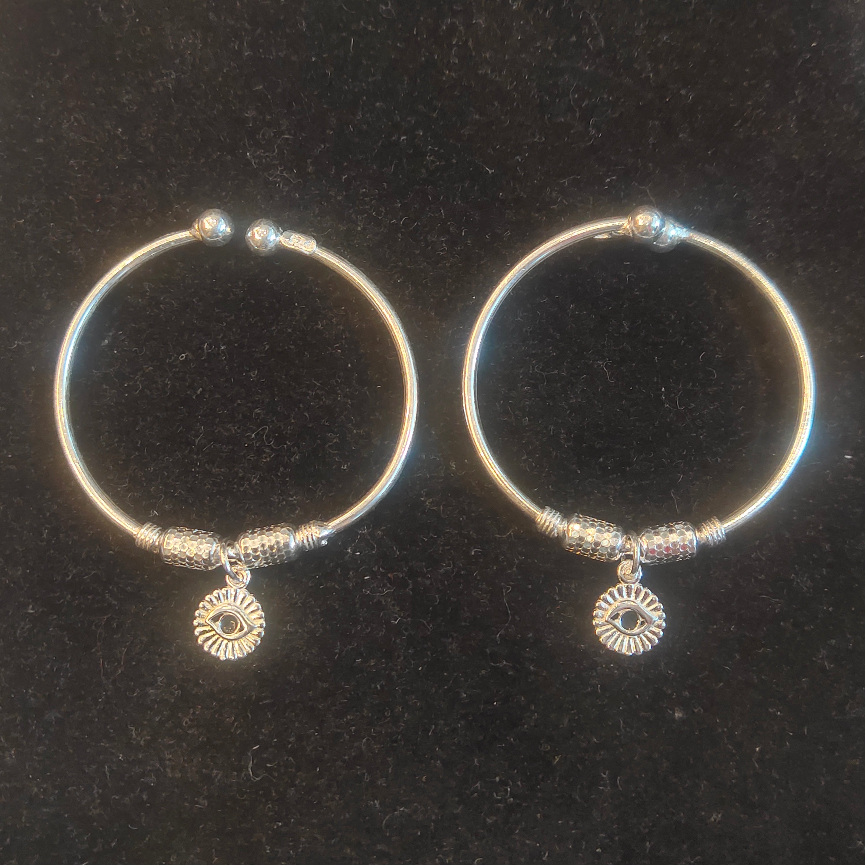 925 Silver Baby Anklets with Evil Eye Charm