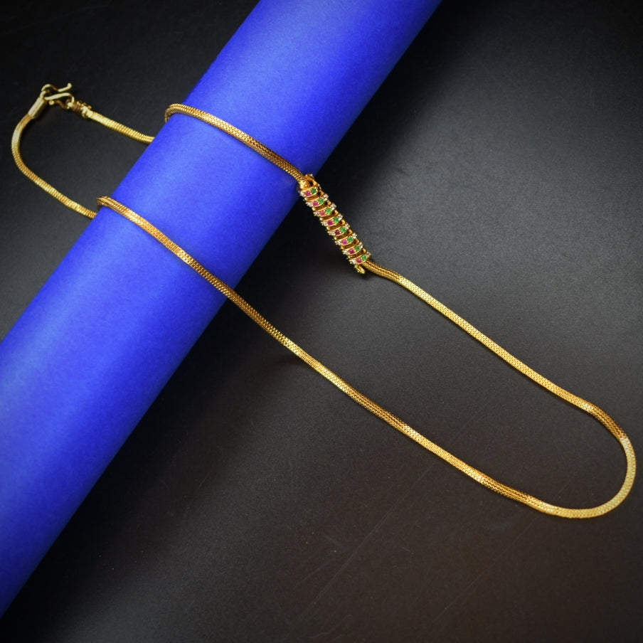 Elegant 24K Gold Plated Mugappu Chain - Premium South Indian Design
