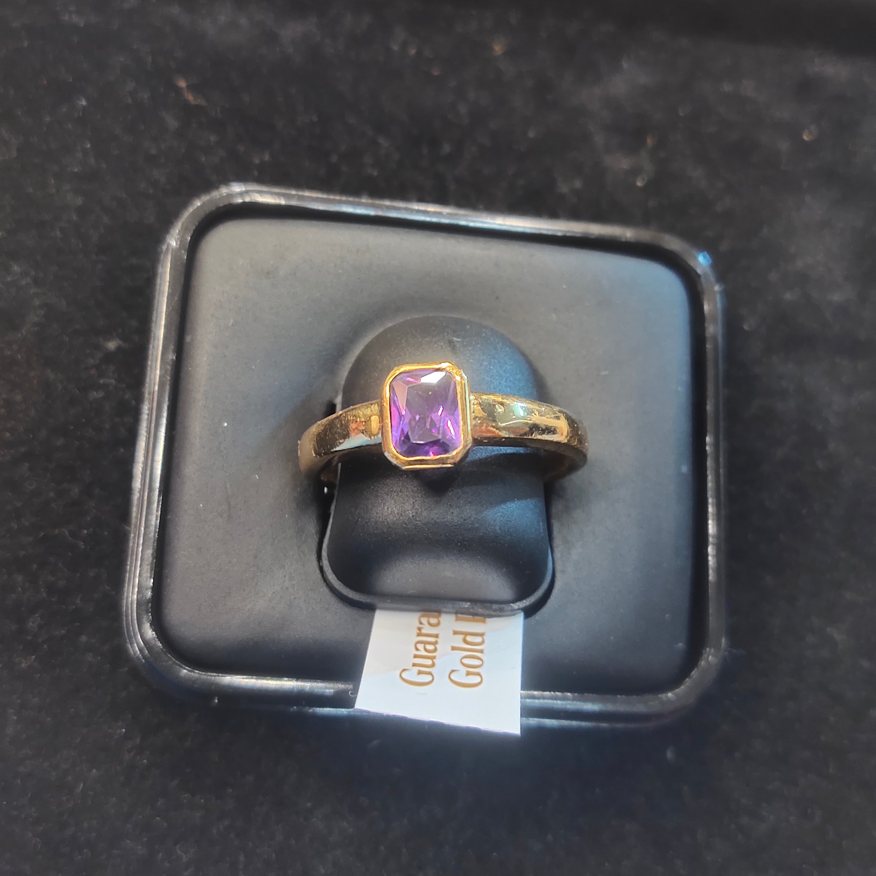 Gold Amethyst Purple Slim Bezel Ring for Women