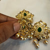24K Gold Plated Polki Jada Billalu Set - 3 Piece South Indian Bridal Hair Jewelry