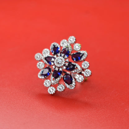 "Blooming Beauty: The Ultimate Floral CZ Finger Ring for Women"