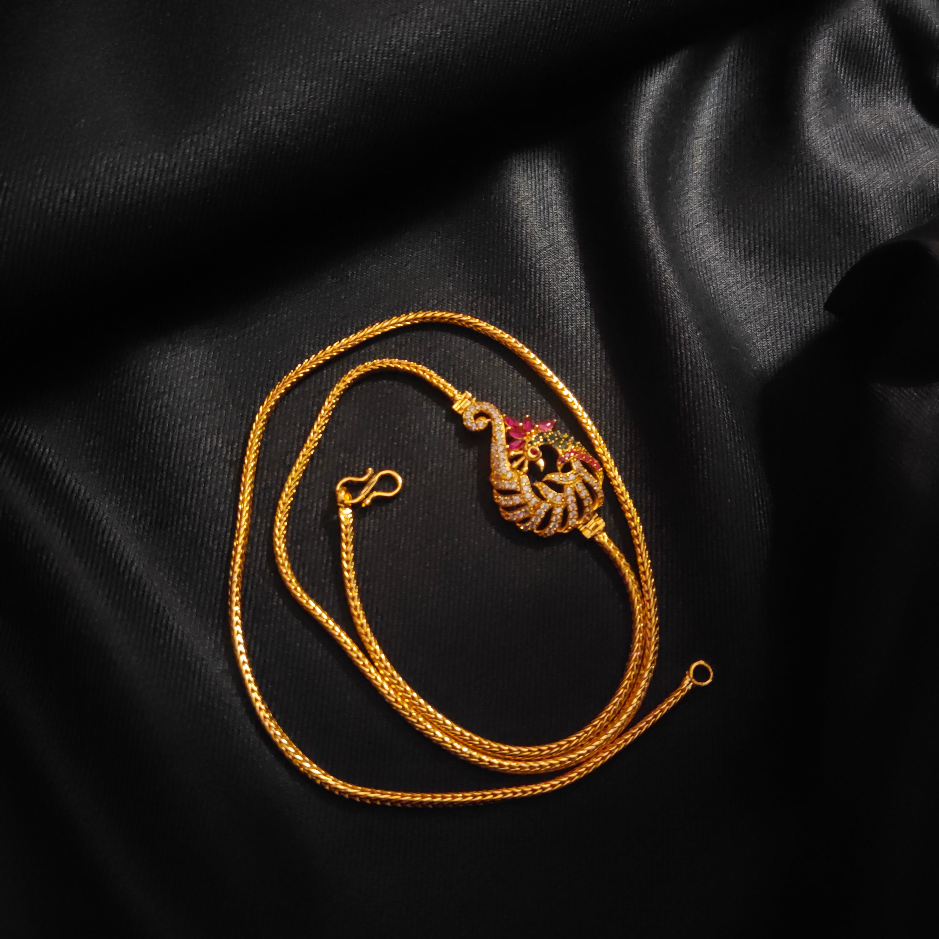 Premium 24K Gold Plated CZ Mugappu Chain - Bridal Collection