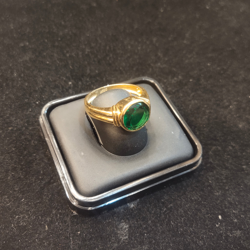 Green Emerald Stone Ring | 24K Gold Plated Panna Ring