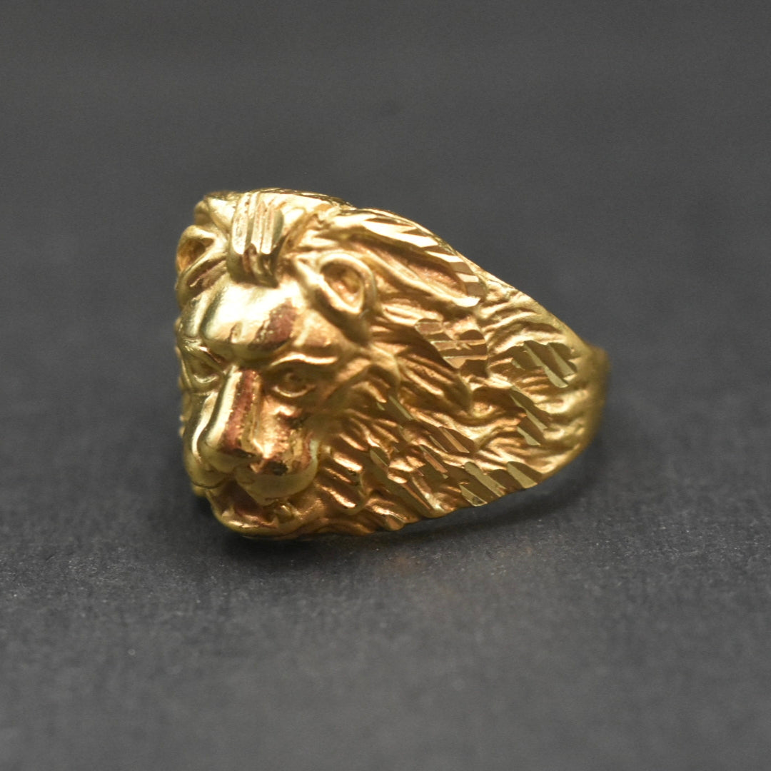 24K Gold Plated Lion Ring for Men